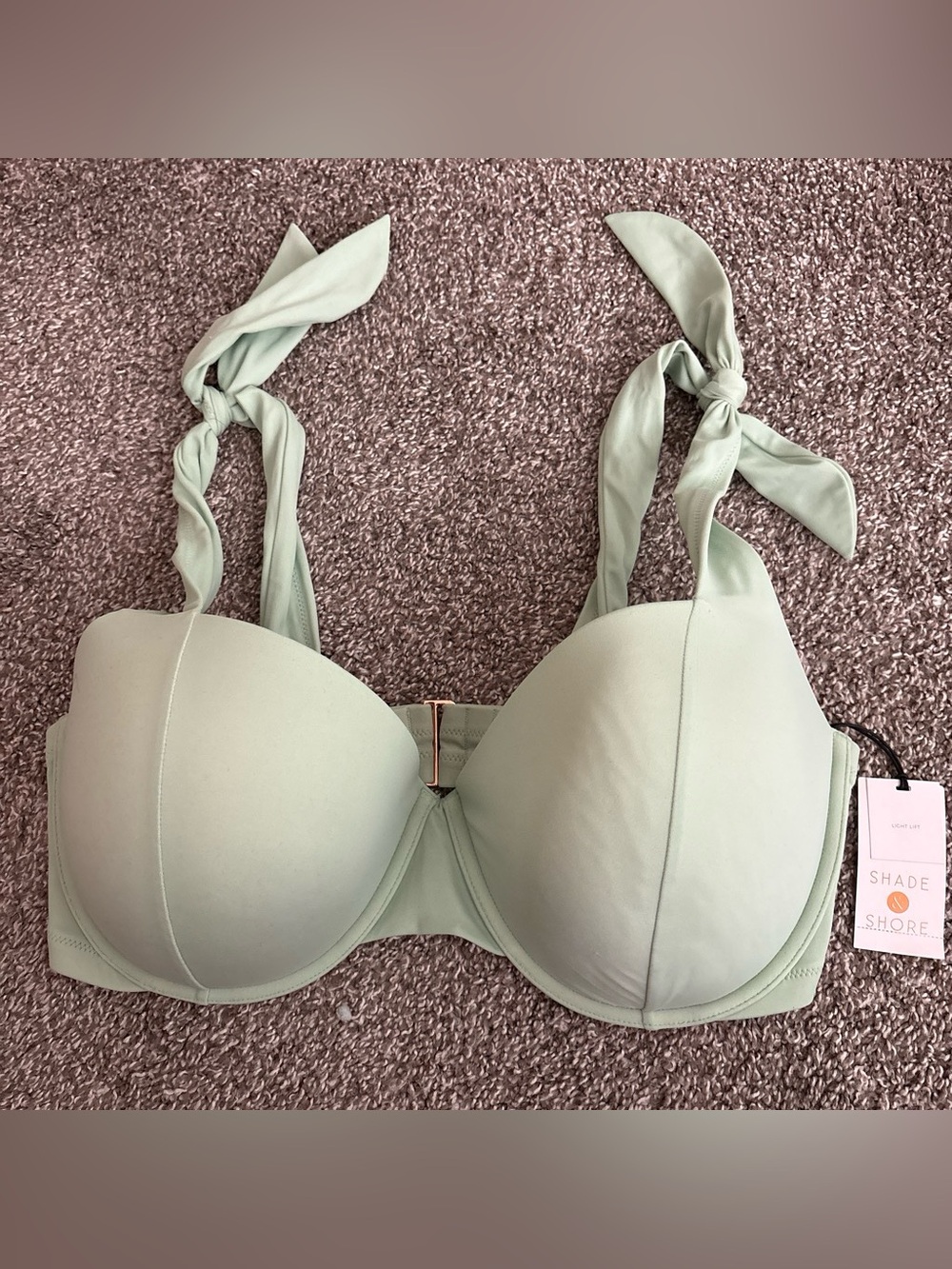 Light Sage Tie-Shoulder Molded bikini top